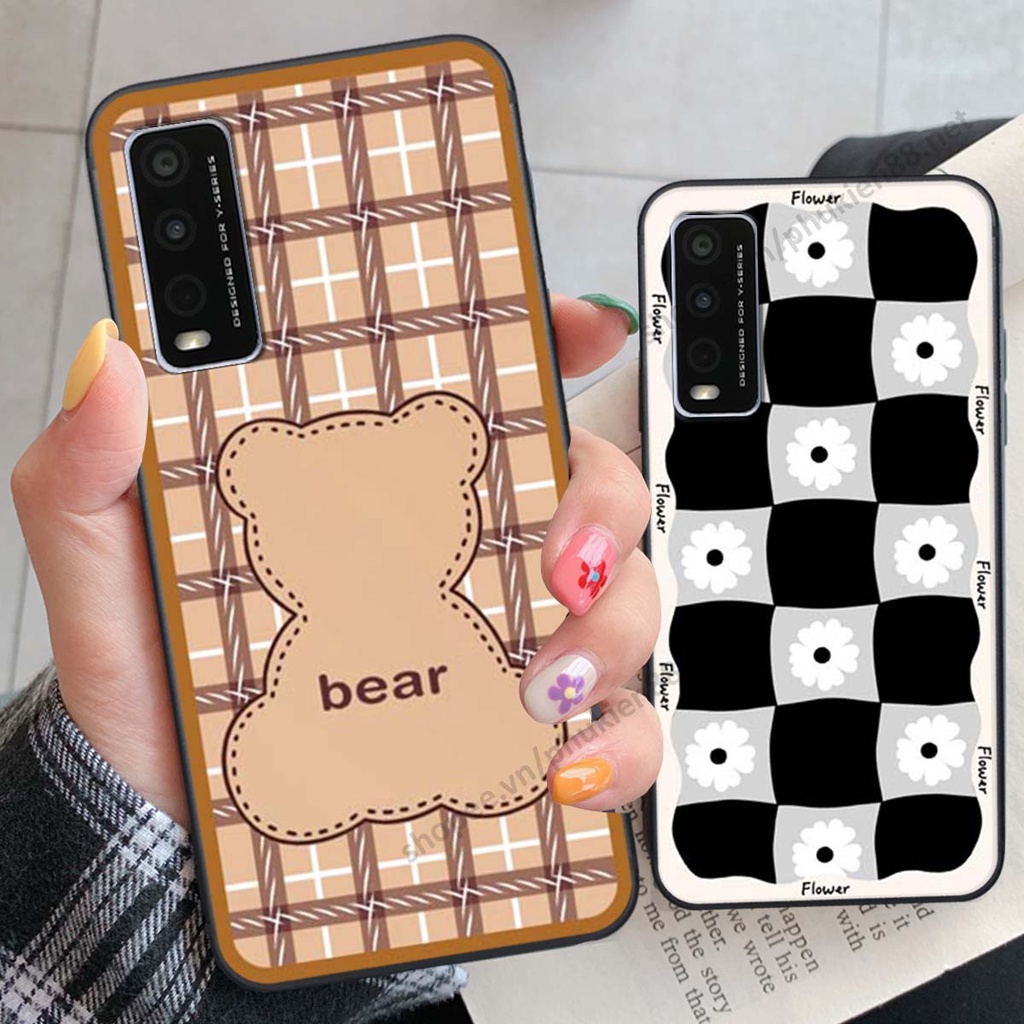 Ốp lưng Vivo Y20 ốp điện thoại LineBear, bé tóc xù, hoa siêu đẹp
