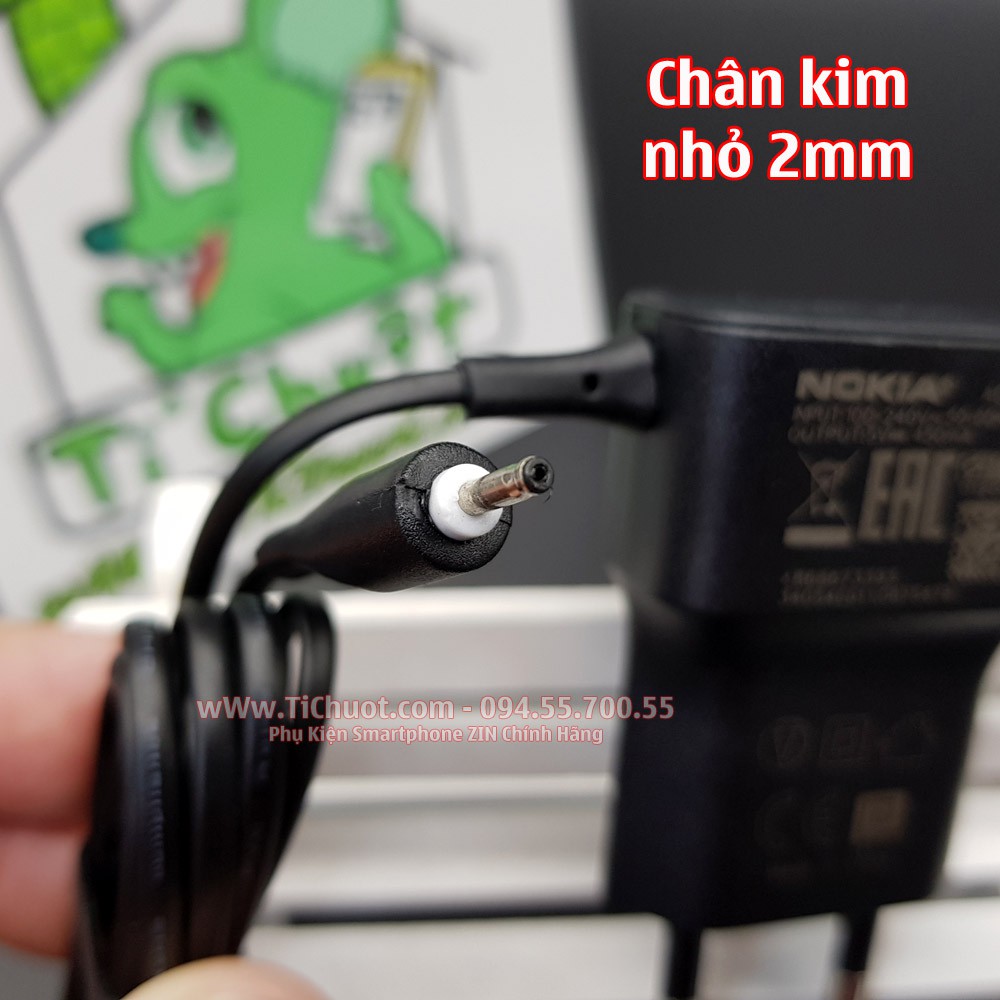 [ZIN THEO MÁY] Sạc Nokia chuôi nhỏ AC 11E 450mA chân kim 2mm