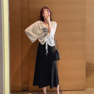 Set áo croptop rút dây đầm xuông