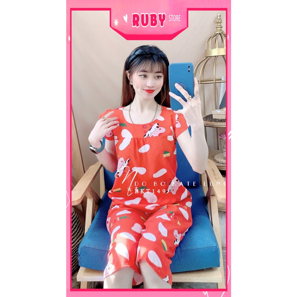 Đồ bộ nữ mặc nhà chất kate mềm mát in bò sữa hoạt hình dễ thương BKT149