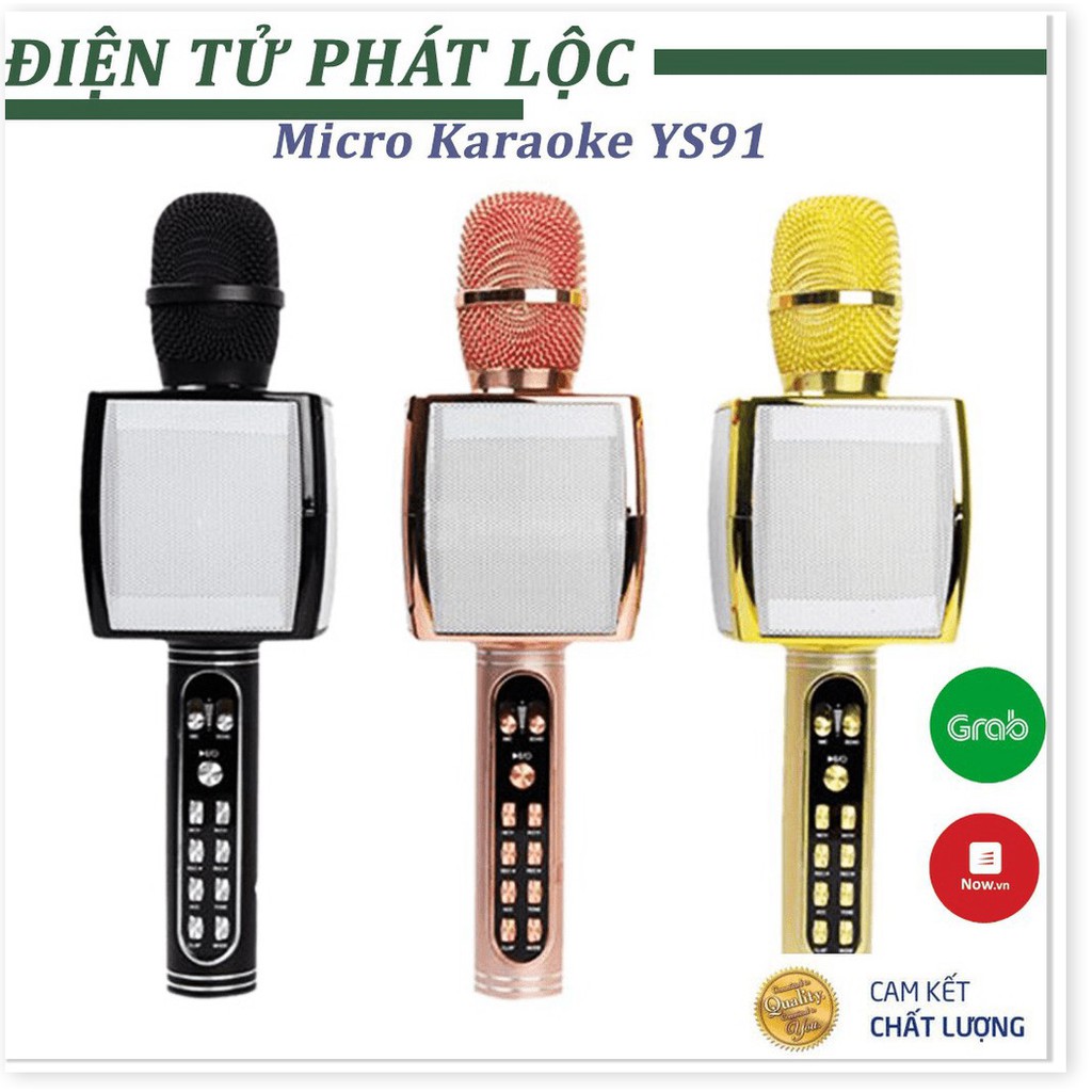 Micro karaoke bluetooth YS-91 mic hát không dây bắt giọng tốt âm thanh lớn dễ sử dụng - Bảo hành 6 tháng