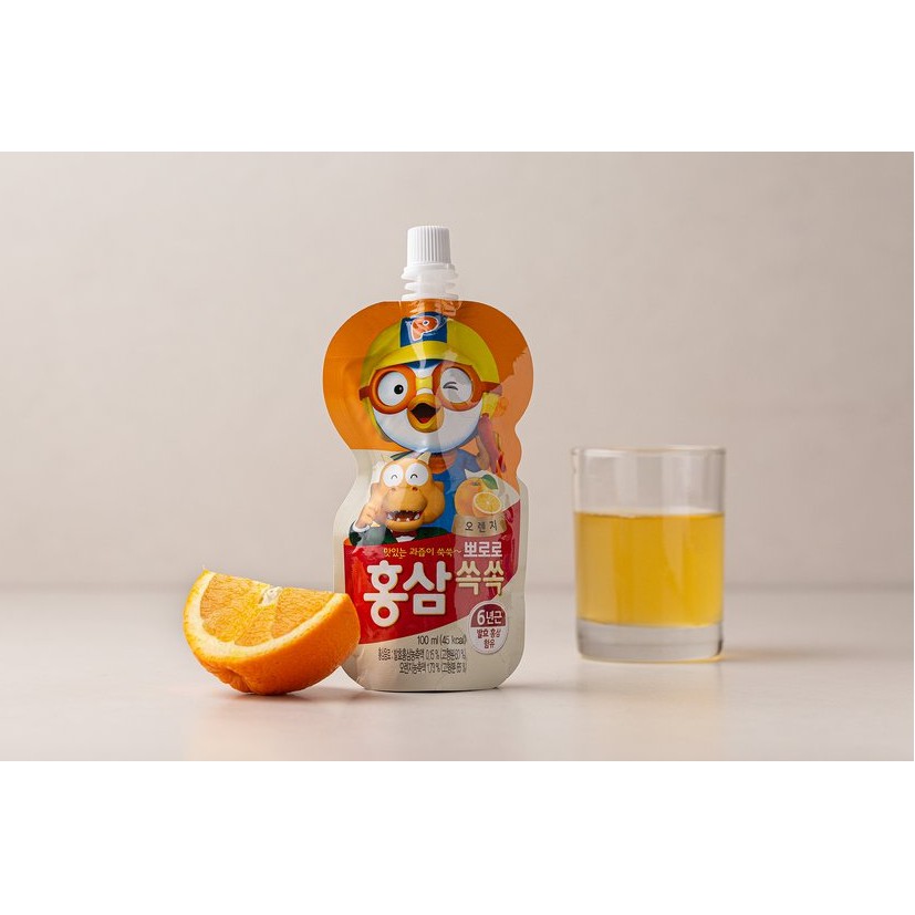 [PALDO] NƯỚC HỒNG SÂM POPORO CAM 100ML - [팔도] 뽀로로홍삼 쏙쏙 오렌지 100ML