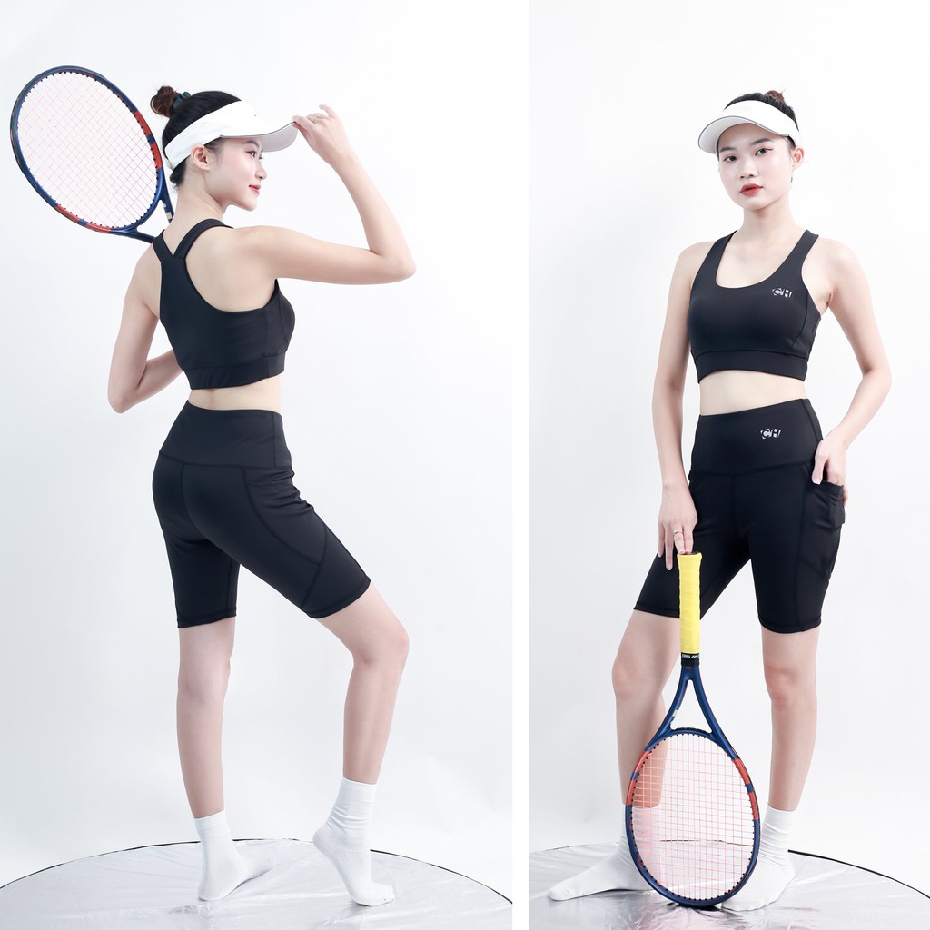 Set Bộ Đồ Tập Gym Quần BIKER + Áo Bra Tập Yoga Aerobic Chạy Bộ Co Giãn Tốt, Tôn Dáng, Kèm Mút Ngực CH057