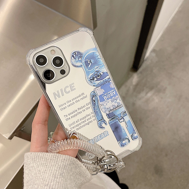 Ốp lưng điện thoại Iphone TRÁNG GƯƠNG Gấu Bearbrick cạnh vuông chống sốc ip7,8,plus/X,XS/XSMAX/11/11/12/13,pro,max