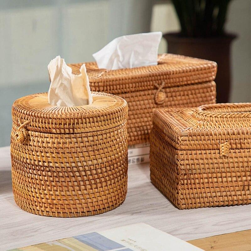 Hộp đựng khăn giấy ECOHUB bằng mây đan thủ công (ECOHUB Rattan Tissue Box)