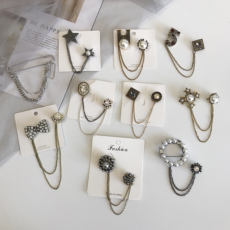 Ghim cài áo hình hoa hồng đính ngọc trai giả sang trọng cho nữ