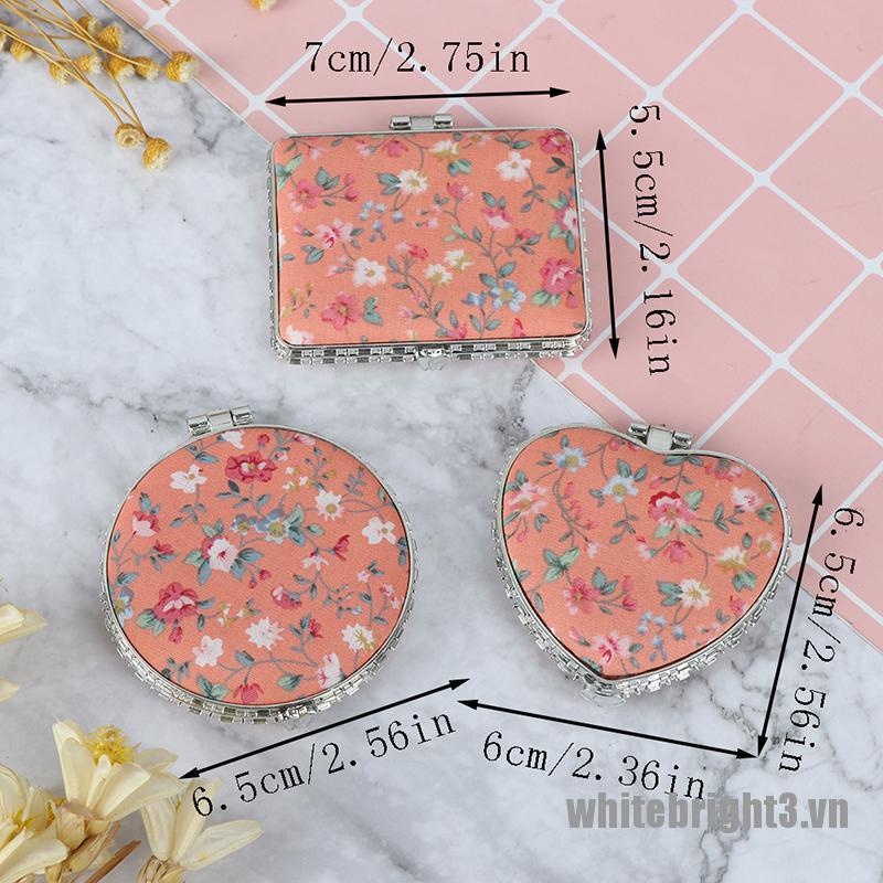 (Hàng Mới Về) Gương Trang Điểm mini 3 Lần Họa Tiết Hoa Cổ Điển