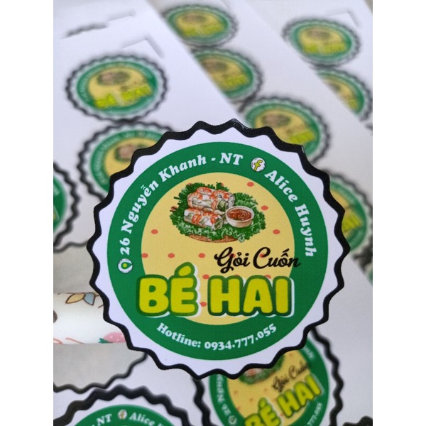 1000 tem giấy 4*4 cm, cán màng, cắt sẵn, miễn phí thiết kế . tem nhãn dán ly cà phê, trà sữa, ăn vặt.