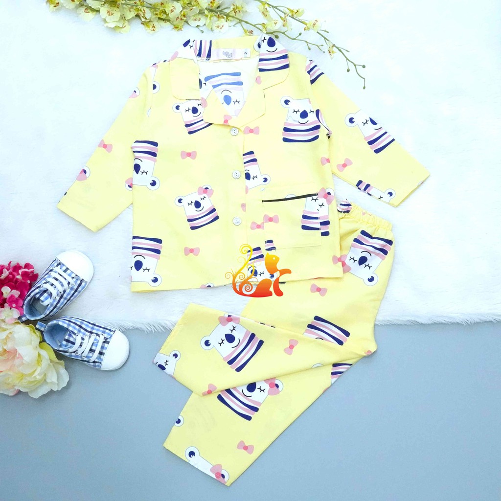 Đồ Bộ Mặc Nhà &quot;Gấu Áo Sọc&quot; Pijama Kate Thái Quần Dài - Cho Bé 8-38kg.