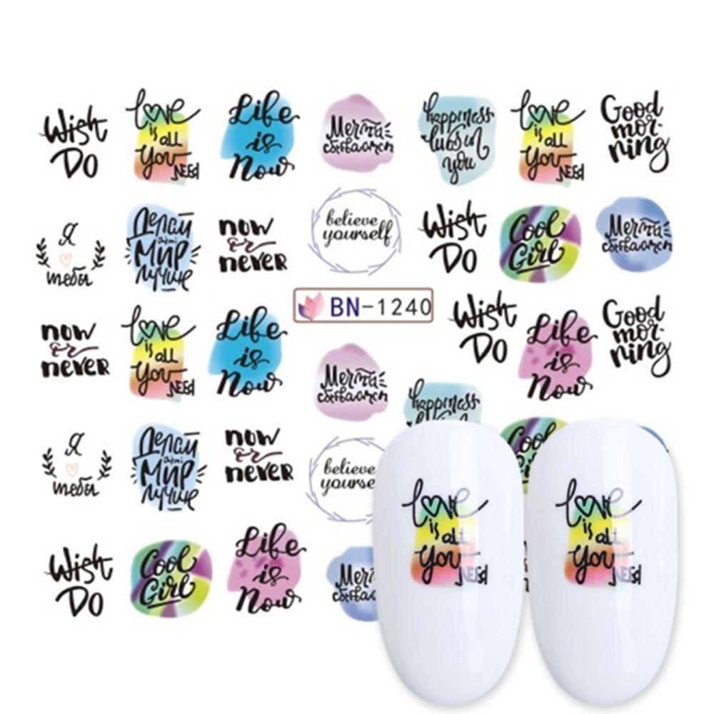 Miếng Dán Trang Trí Móng Tay Hình Cô Gái Và Chữ Màu Đen Độc Đáo