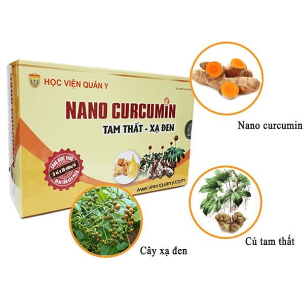 Nano Curcumin Tam Thất Xạ Đen Học viện Quân Y - Hỗ trợ giảm viêm loét dạ dày (Hộp 30 viên) [Chính Hãng]