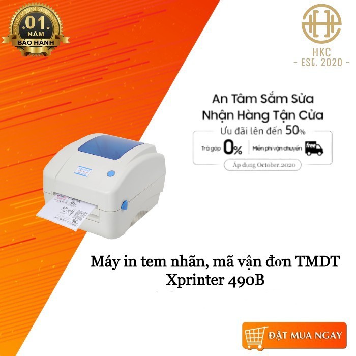 Máy in tem nhãn, in mã vận đơn TMĐT Xprinter 490B