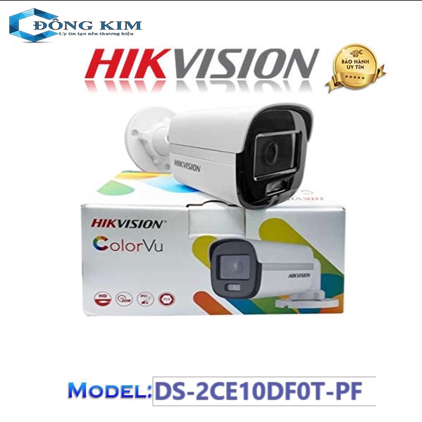 Camera HIKVISION DS-2CE10DF0T-PF HDTVI ColorVu 2.0MP thân trụ  Hàng chính hãng BH 2 Năm