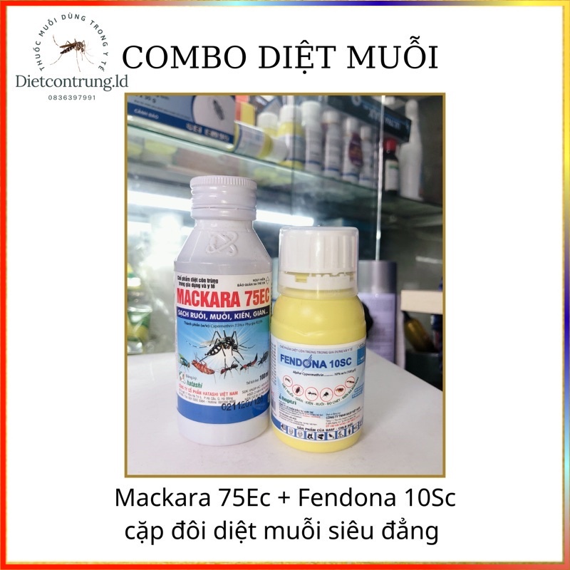 Combo 2 chai thuốc diệt muỗi MACKARA 750Ec (100ml) + FENDONA 10SC (50ml) .