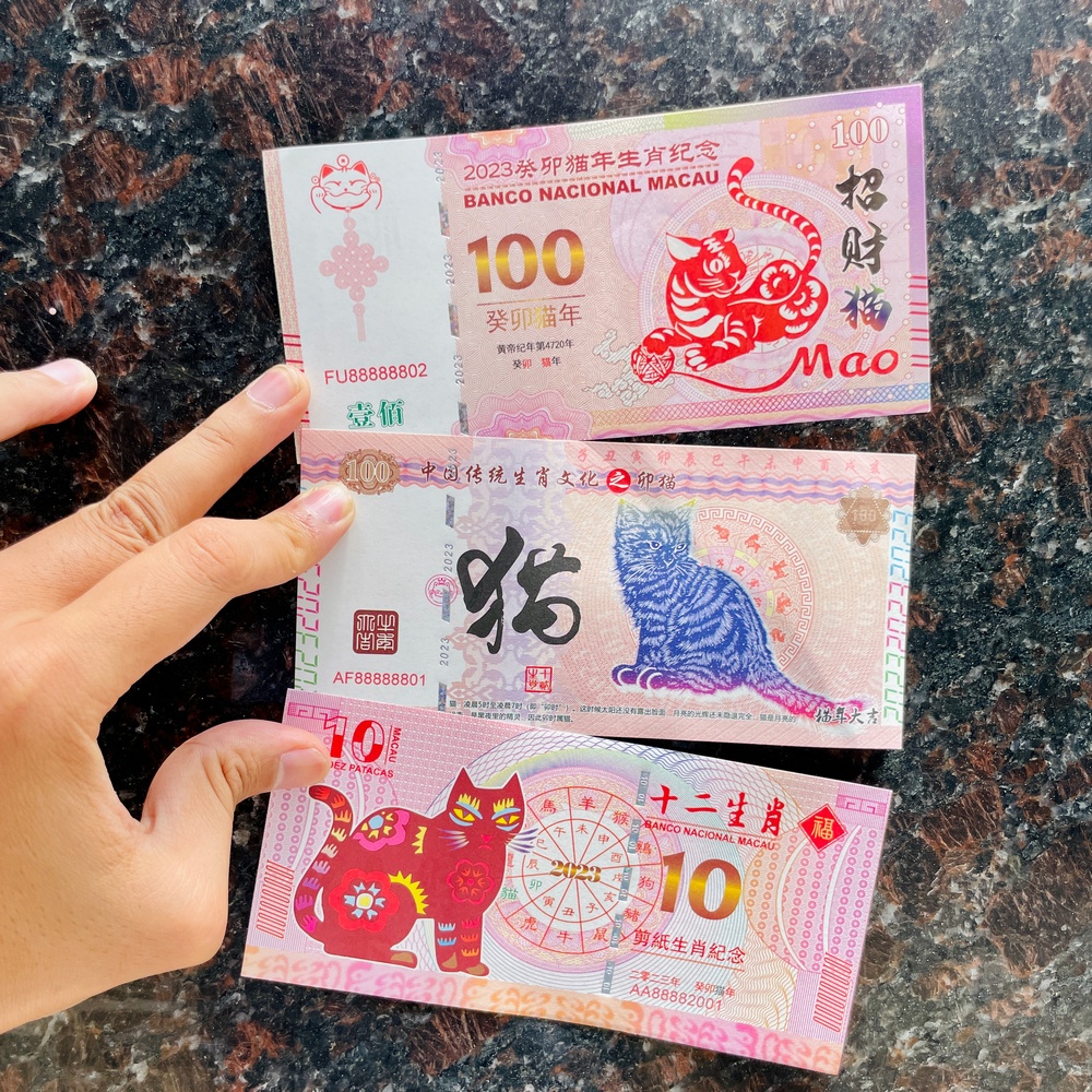 [RẺ HƠN] Bộ 3 Tiền Hình Con Mèo Macao Lưu Niệm Tết - tặng bao lì xì
