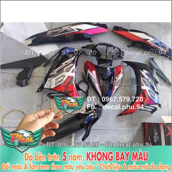 Tem rời Exciter 135 Đỏ đen bạc (X) -1