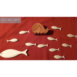 Combo 20 cá gỗ decor cá gỗ trang trí tần bì