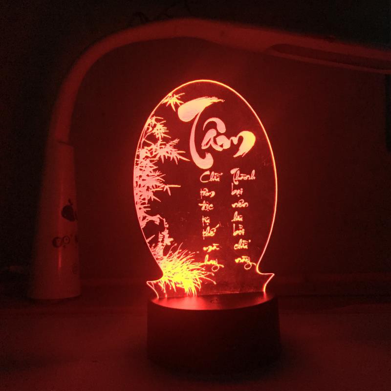 Đèn ngủ, đèn trang trí Led 3D, đèn thư pháp 7 màu