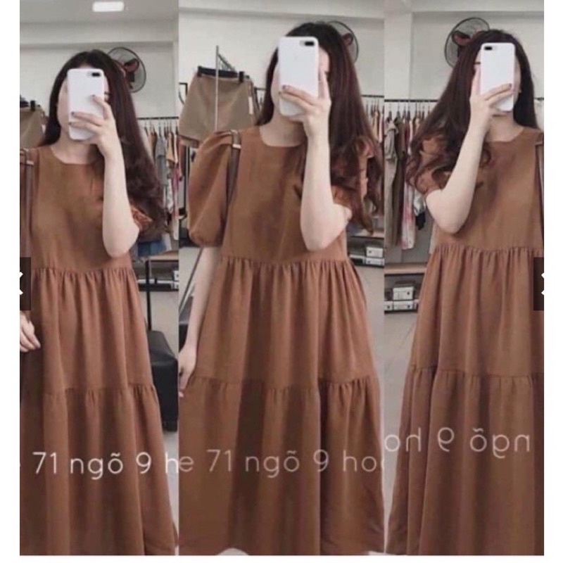 Váy Bầu ,Đầm bầu dáng xuông ,tay bồng ,đuôi cá ,mặc đi làm ,đi chơi, freesize 43-68kg VB23