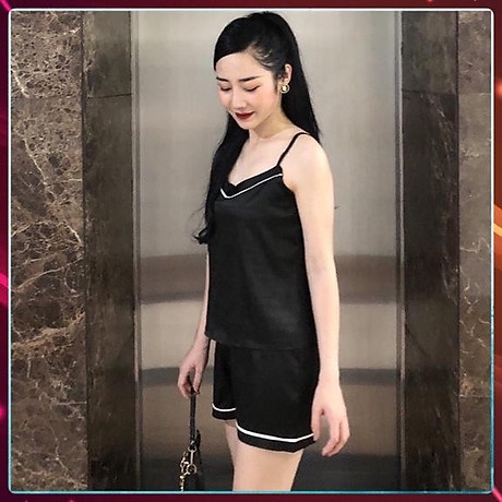 Bộ Pijama nữ MADELA quần ngắn áo hai dây lụa Hàn Cao Cấp Bộ ngủ nữ mặc nhà 2 dây lụa ngắn nhiều màu-SN07
