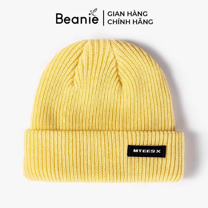Mũ Len Thiêu Chữ MTEESX Cao Cấp BEANIE Phong Cách Hàn Quốc, Nón Len Dệt Kim Unisex Mùa Thu Đông Nam Nữ Màu Đen, Be B019