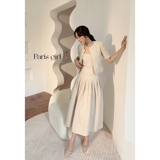 Chân váy dài midi tweed H.I.U ROOM, Oris skirt tweed hàn cao cấp dáng bồng H.I.U design 2021. | BigBuy360 - bigbuy360.vn