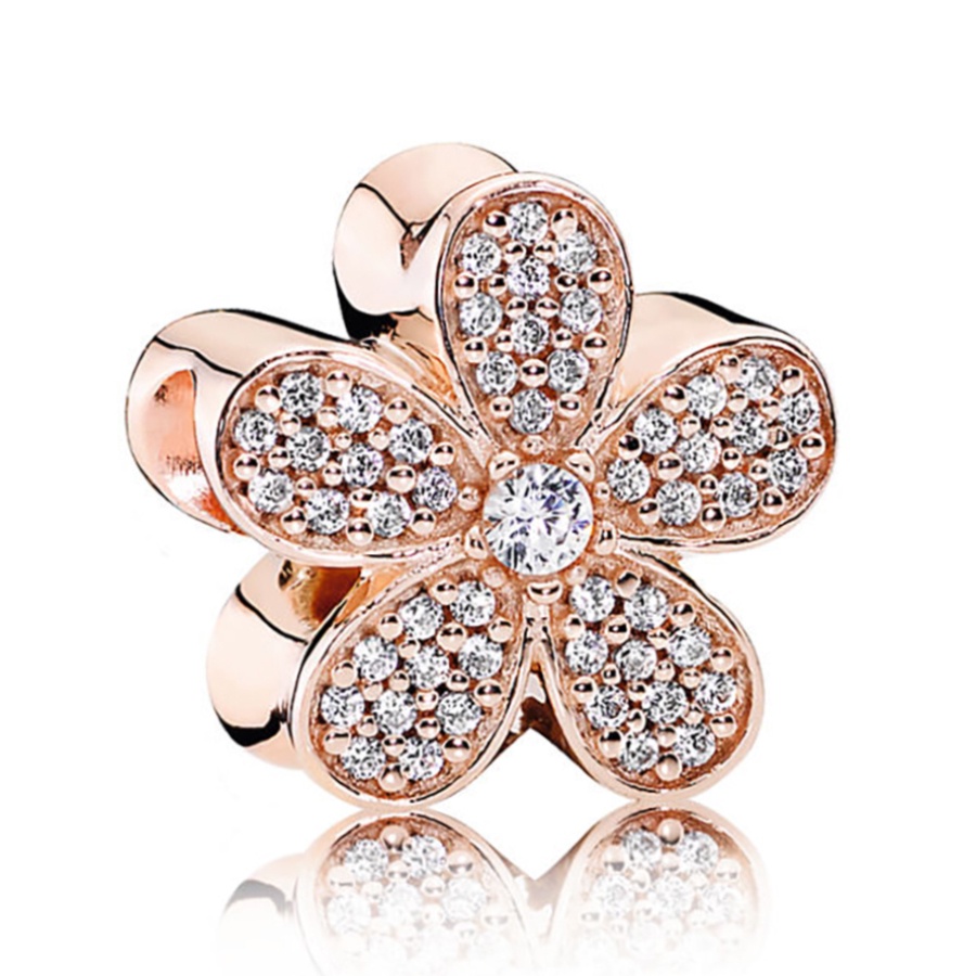 DINGLLY Rose Gold Cartoon Animal Charm Hạt trái tim Hạt ngôi sao & mặt trăng Daisy Flower cườm vừa vặn Phụ kiện trang sức Tự làm