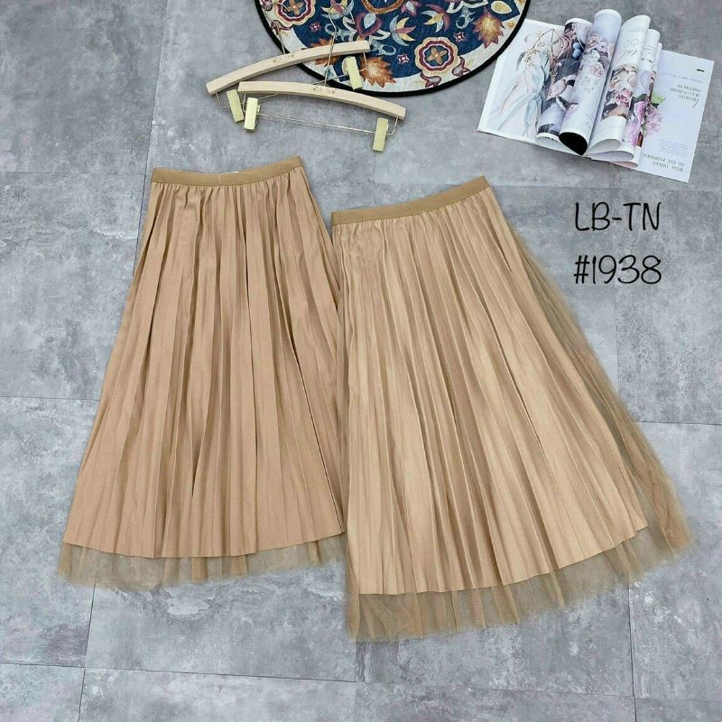 CHÂN VÁY DÀI XẾP LY MẶC ĐƯỢC 2 MẶT, CHÂN VÁY XẾP LI CẠP CHUN