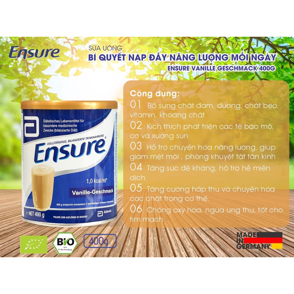 Sữa ensure Đức ENSURE VANILLE  - Date T3/2024 , vận chuyển đường bay 100%