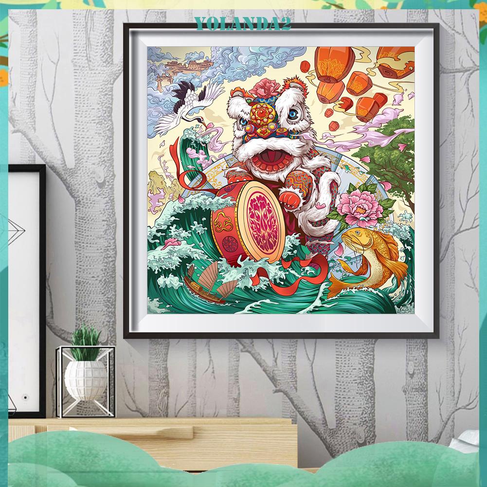 Tranh đính đá kim cương toàn bộ 5D DIY hình lân