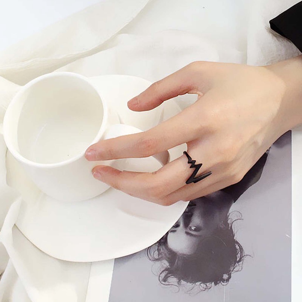 Nhẫn hợp kim hình điện tâm đồ phong cách đường phố Mỹ thời trang cho nam và nữ