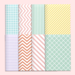 Set 8 Bọc Vở Mix Họa Tiết Kẻ Pastel dành cho nữ - Bao tập học sinh bọc vở môn học đáng yêu