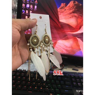 bông tai lông vũ đen đẹp