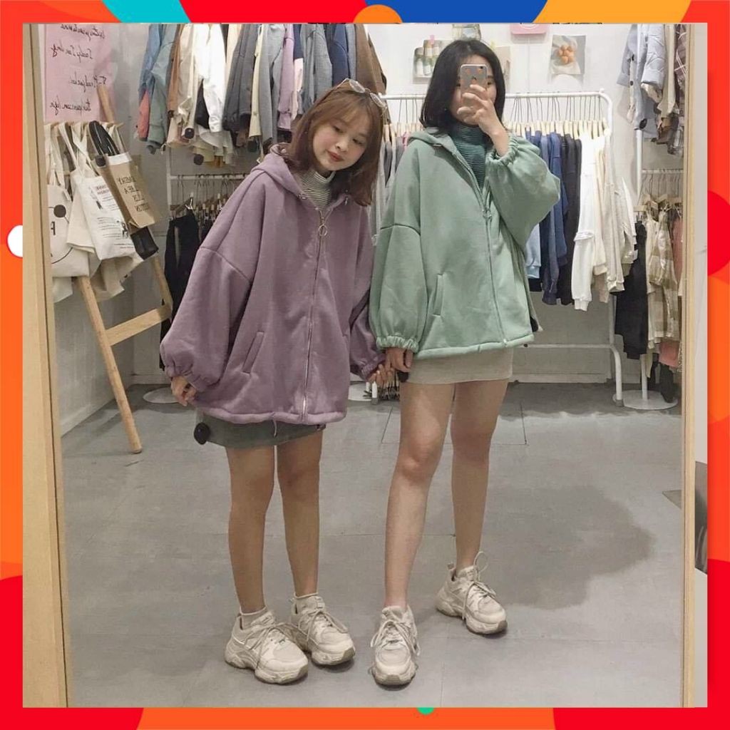 Áo khoac nỉ cánh dơi basic form rộng unisex AKN04 LECHAU kết hợp dây kéo bền đẹp