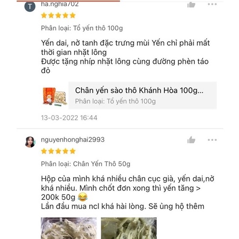 Yến Sào Khánh Hòa Tổ Yến Thô Nguyên Chất Ít Lông Loại 1