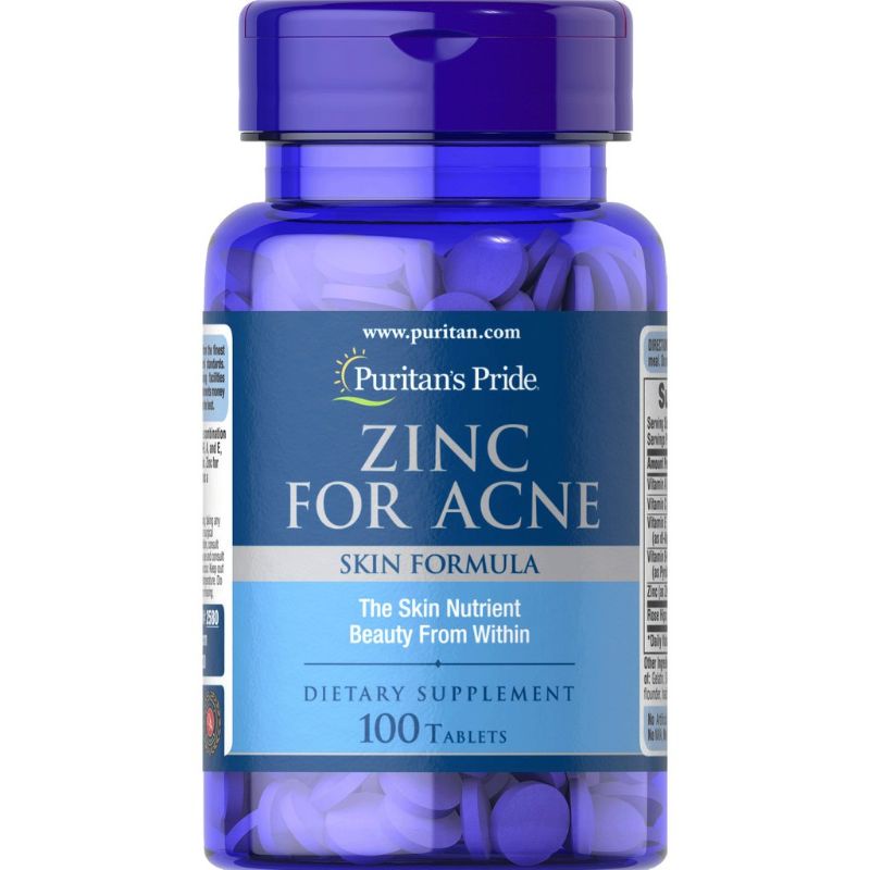 Viên uống bổ sung kẽm giảm mụn Puritan Zinc for acne