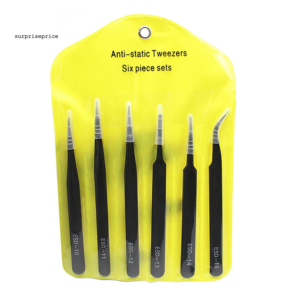 Bộ 6 cái nhíp sửa chữa đa dụng bằng thép không gỉ