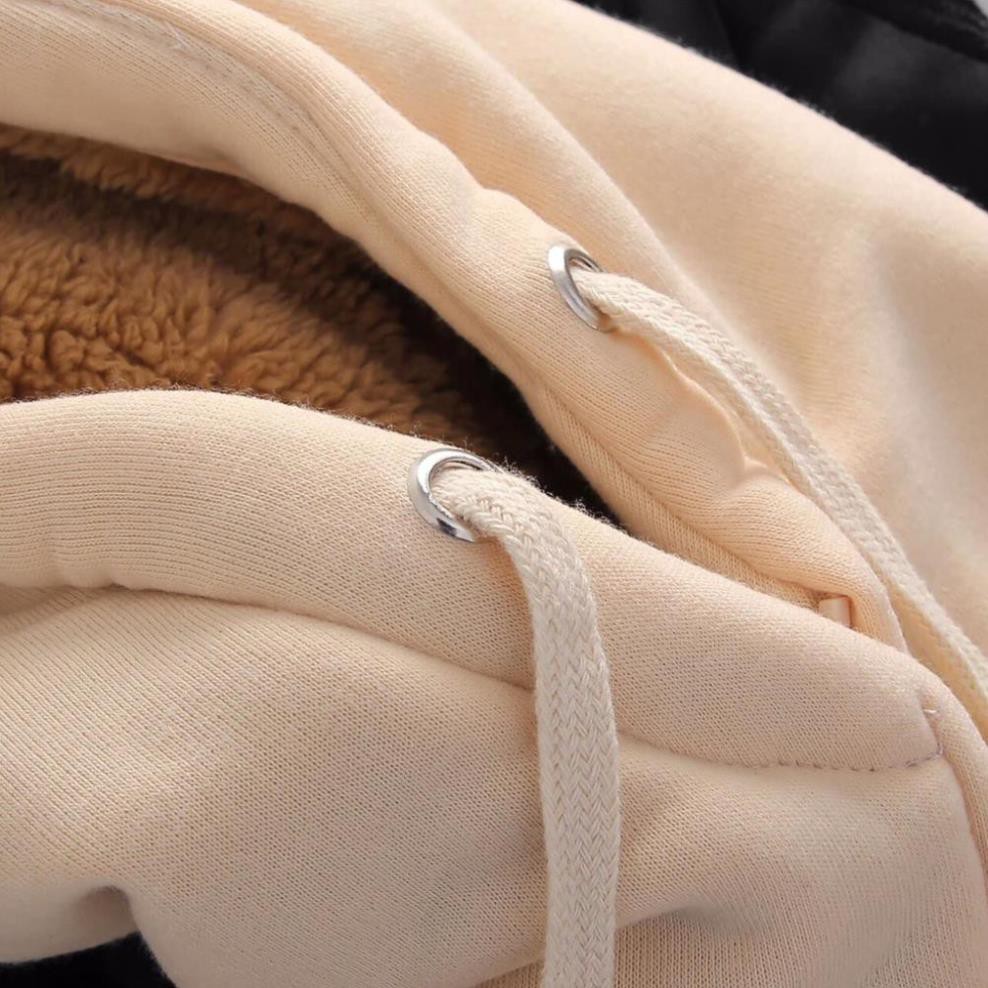 Áo khoác hoodie nam nữ lót lông cừu unisex đôi form rộng trơn có mũ đẹp chất nỉ phong cách trẻ trung | BigBuy360 - bigbuy360.vn