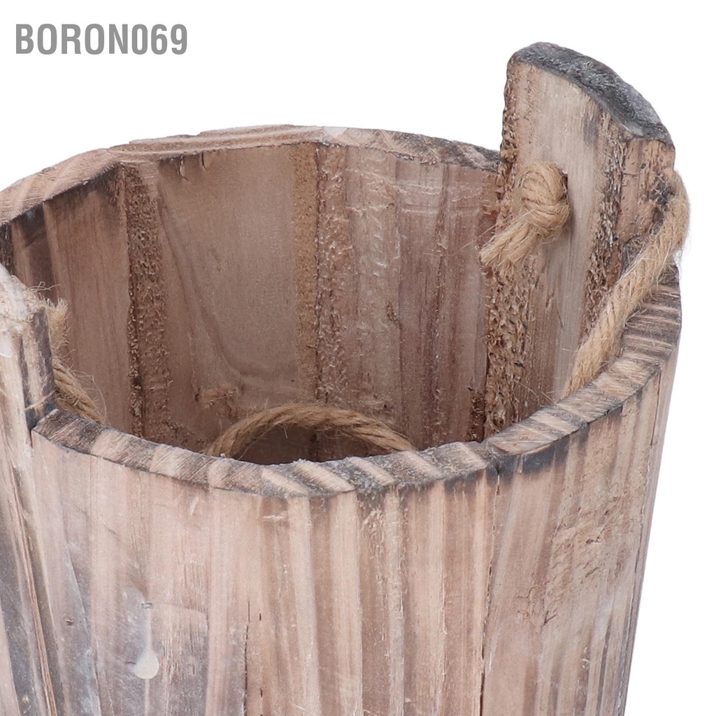 Thùng trồng cây Vòng cổ điển Phong cách mộc mạc Treo tường Vườn hoa bằng gỗ Chậu cho Sân vườn Trang chủ Văn phòng Boron069
