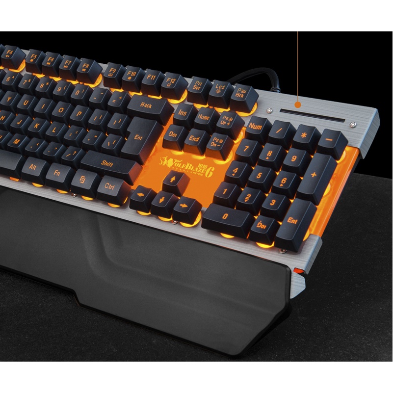 Bàn phím giả cơ JKEY SWOLF BLAZE 6 PK830 có led chống nước, chống va đập, có kê tay, bảo hành 12 tháng