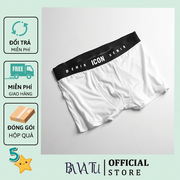 Quần lót nam boxer thun lạnh cotton co giãn 4 chiều ICON, quần sịp nam thun lạnh ICON Demin tặng kèm hộp - BAVATU