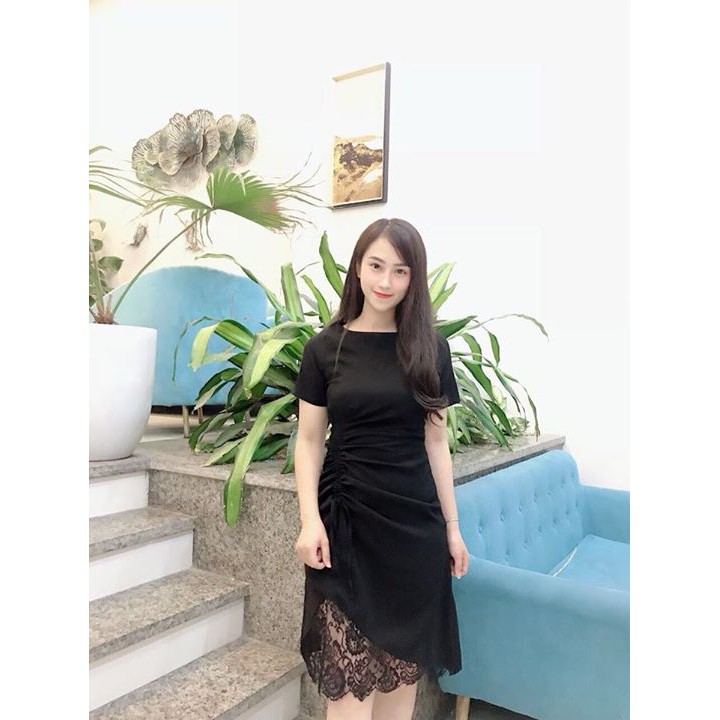 Váy nhún eo phối ren