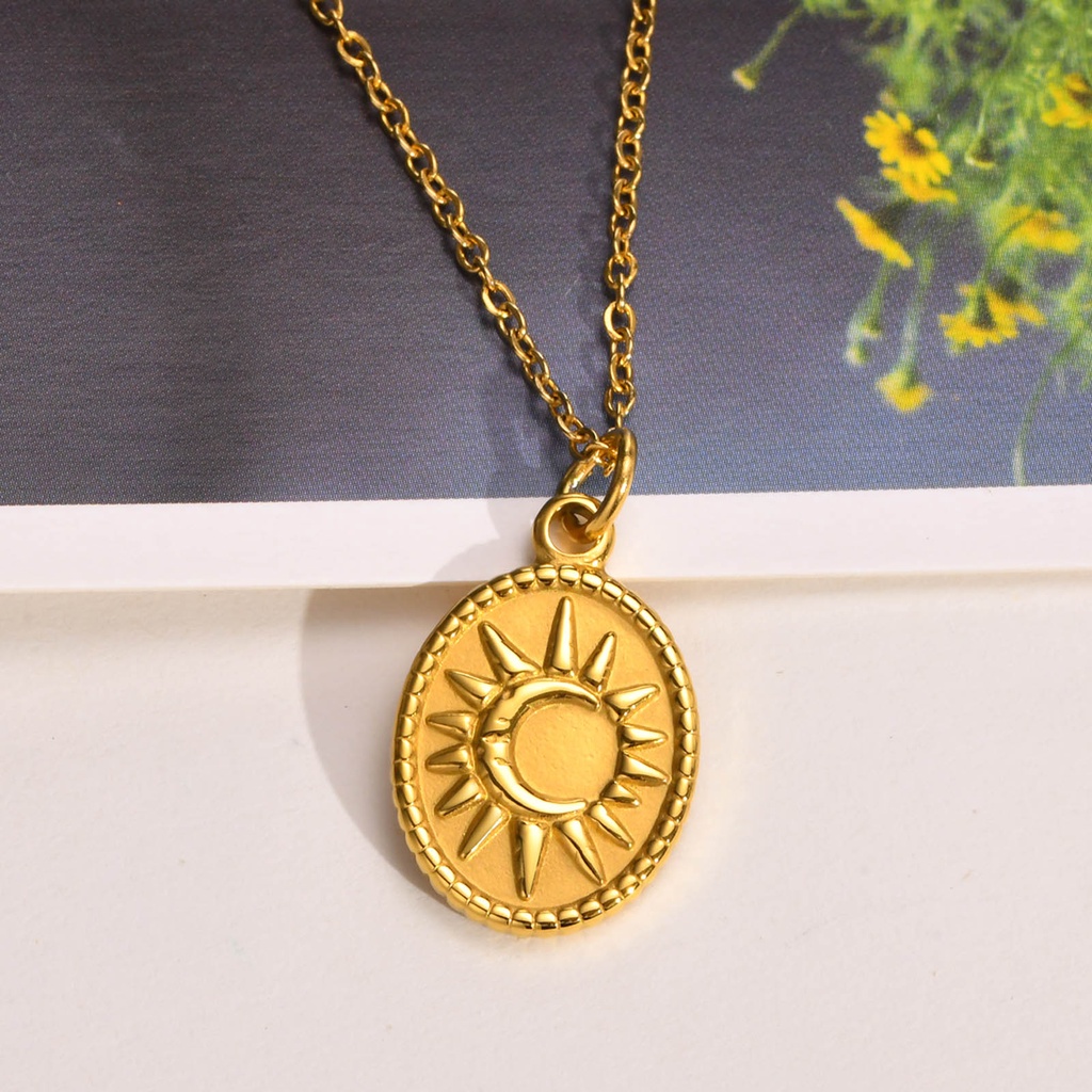 Vnox Vòng cổ Mặt Chạm Khắc Hình Học Màu Vàng Dùng Làm Quà Tặng Trang Sức