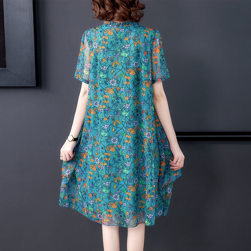 Đầm Voan Hoa Ngắn Tay Dáng Rộng size Lớn Xinh Xắn