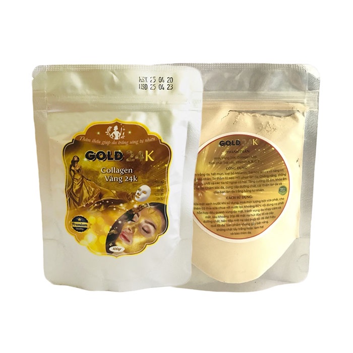 Bột đắp mặt nạ tinh chất vang 24k dưỡng da trắng sáng, mịn màng gói 100G- MCV