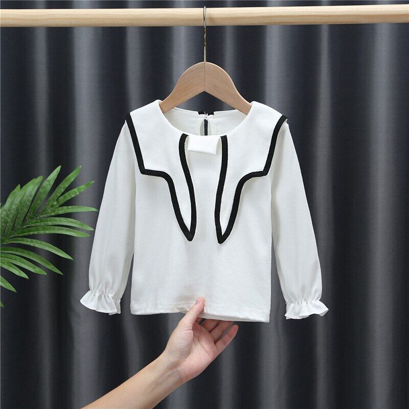 Áo thun tay dài màu trơn cho bé gái 2-7 tuổi