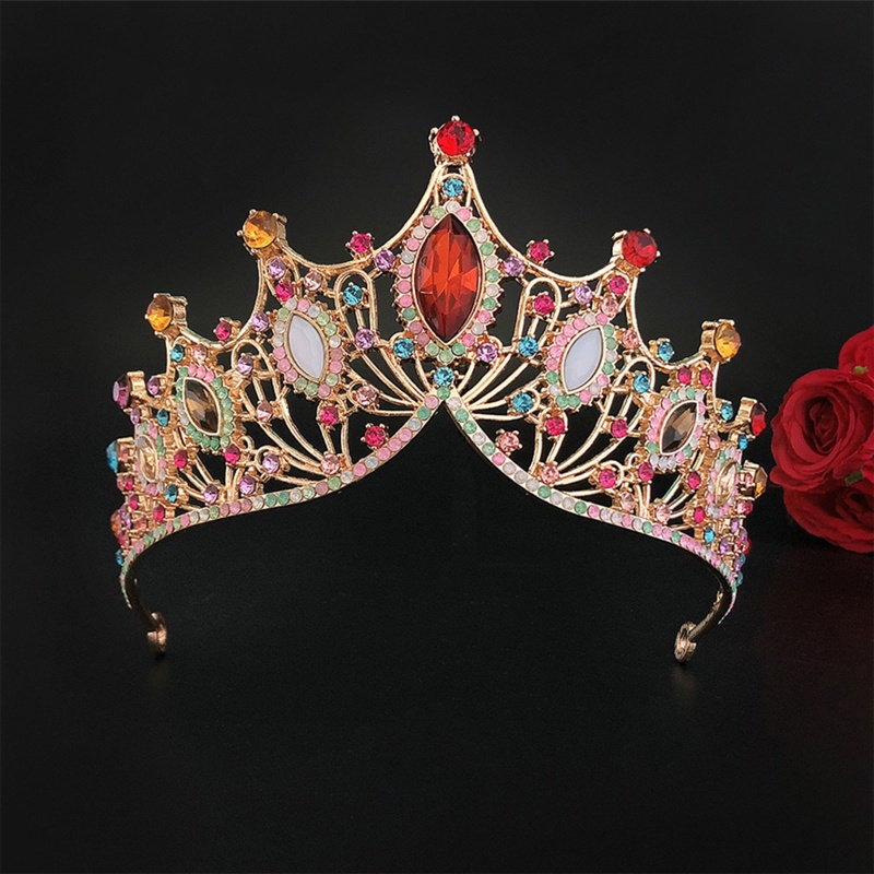 Cài Tóc Hình Vương Miện Đính Đá Pha Lê Nhiều Màu Dành Cho Cô Dâu