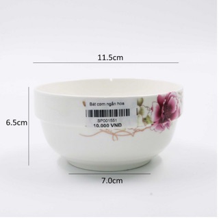 Set 10 Bát Cơm Sứ Ngấn Hoa Văn