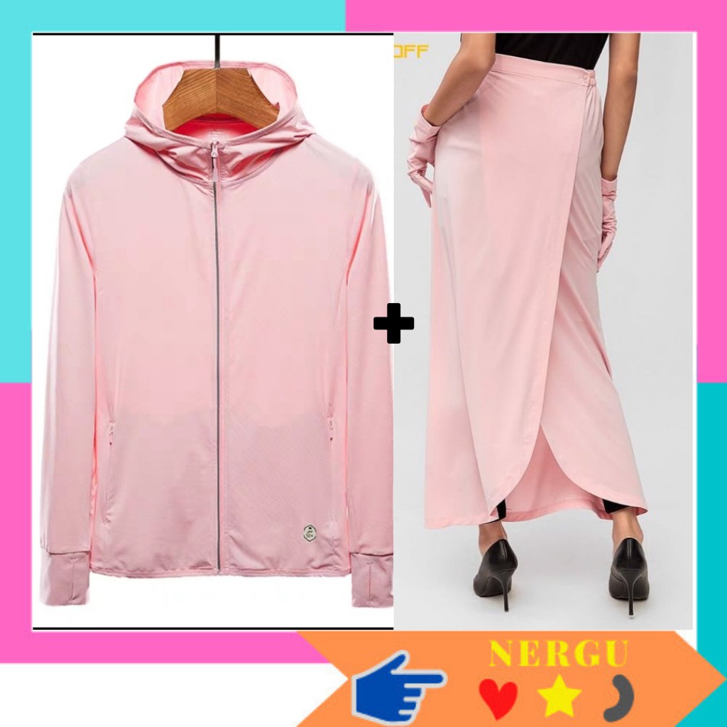 COMBO Áo Chống Nắng Và Váy Quây Chống Nắng Thông Hơi Mềm Mát Freesize