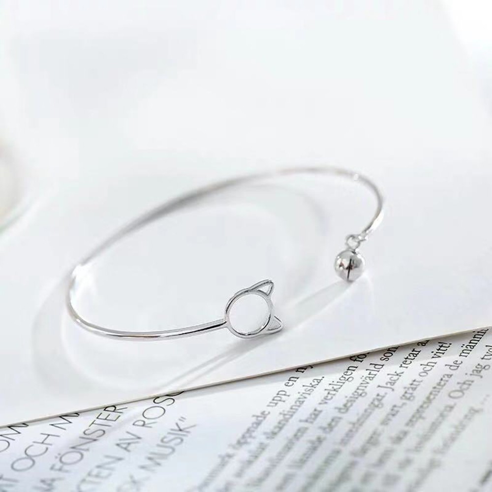 Vòng đeo tay hở hình đầu mèo bằng hợp kim đơn giản có thể điều chỉnh Cod Hongyu8866